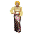 supply of african autumn fashion women's long lantern sleeves sequin evening dress women's waist long skirt