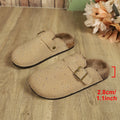 Fleece-linedthick sole baotou boken slippers autumnew arrivalheattech rhinestone cross-border plus sizeoutwear half slippers for women