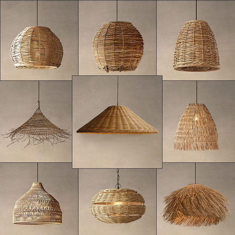 Wabi Silent Wind Catering Chandelier Chinese Living Room Dining Room Tea Room Zen Light Homestay Study Bedside Japanese Rattan Chandelier