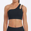 Asymmetrical one-shoulder yoga bra - barely-there sports bra with irregular straps - running & fitness tank top for women