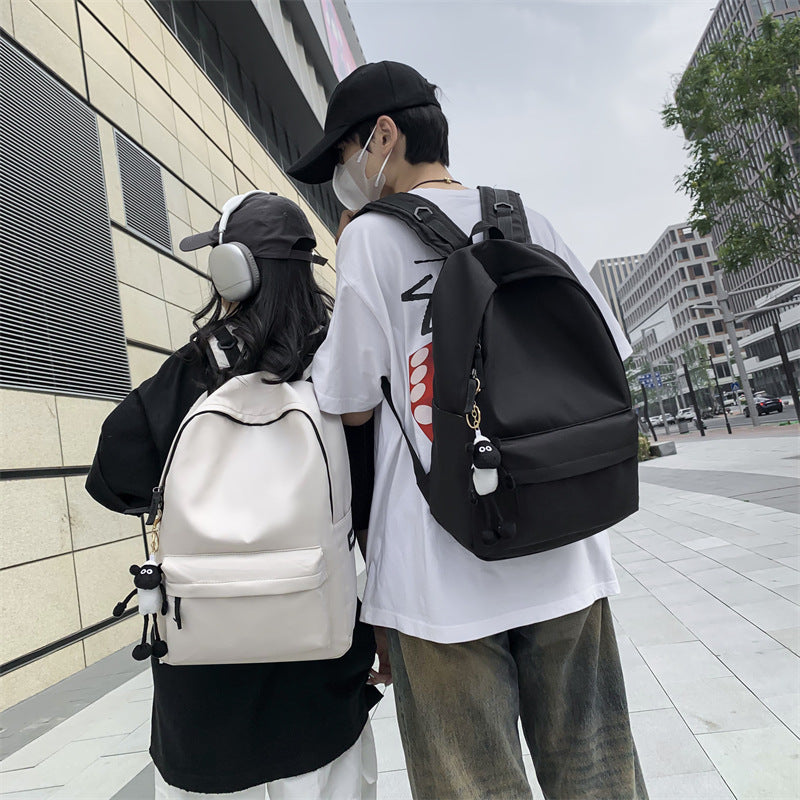 Backpack Men's Simple Large Capacity Travel Backpack Women's Casual Solid Color Japanese Junior High School Student Elementary School Bag Men's