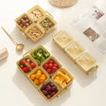 New arrival cream style dried fruit box for home ceramic divided dried fruit plate high-looking gold-rimmed snack plate living room candy plate