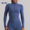 European and american new long-sleeve cardigan yoga top, women's activewear workout jacket, tummy control shaping top, outdoor casual wear
