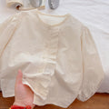 Kids' spring/autumn new korean style girls' long-sleeved cotton crew neck blouse - sweet & trendy baby girl shirt