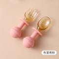 Silicone fork and spoon pink