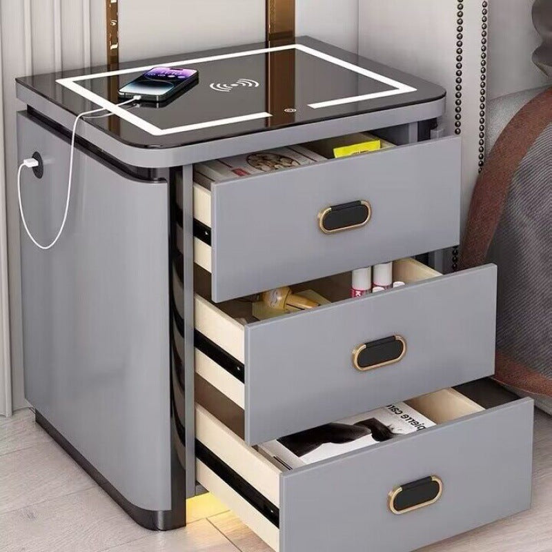 Smart home bedside table safe - all-in-one multifunctional wireless charging safe for bedroom bedside storage
