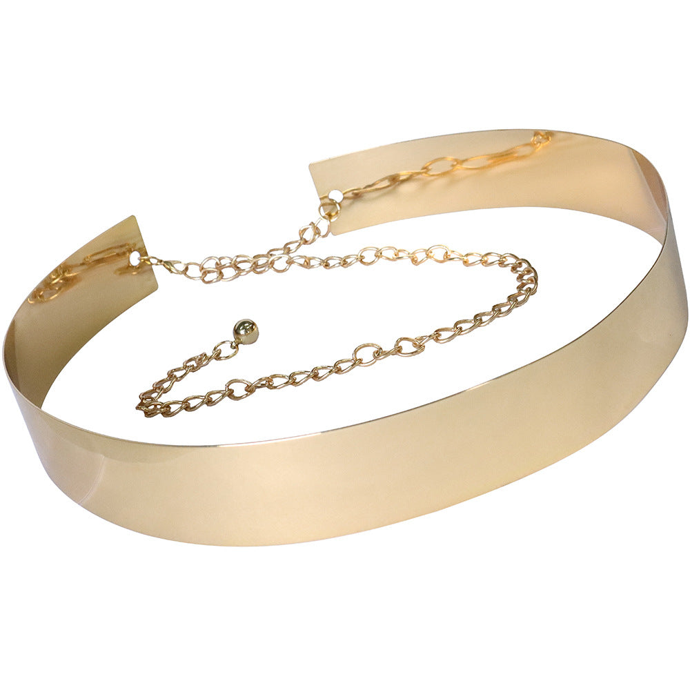 D3156 European and American metal iron sheet waist seal women's personalized skirt fashion waist chain atmospheric versatile metal belt