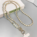 Mobile phone lanyard small fragrant pearl pickup chain long crossbody mobile phone hanging chain metal leather pendant bag chain