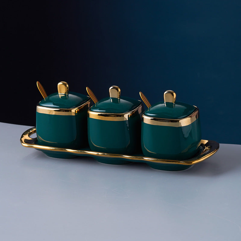 Nordic home seasoning jar set - custom ceramic spice shakers, kitchen salt & sugar bowls, high-style storage set