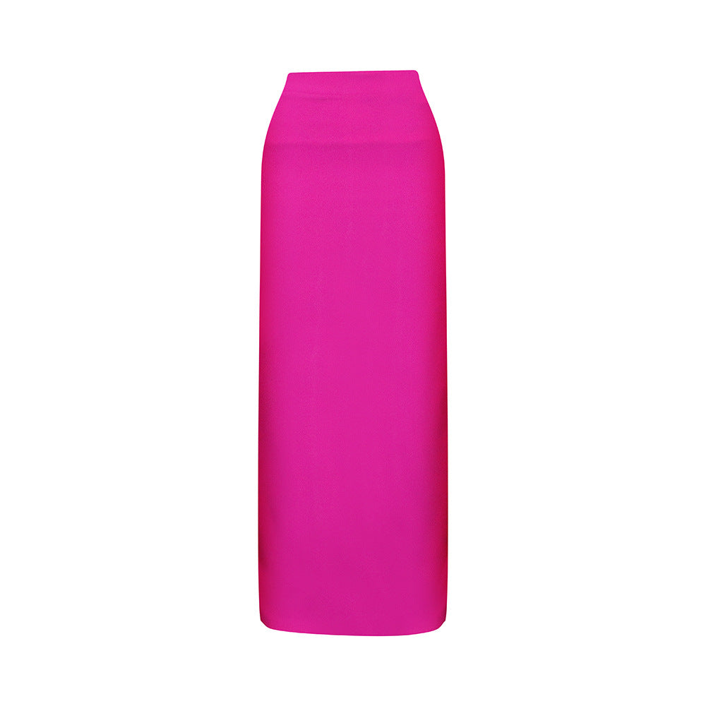 D343 european and american women's clothing  new fashion elegant solid color high waist midi skirt african maxi skirt
