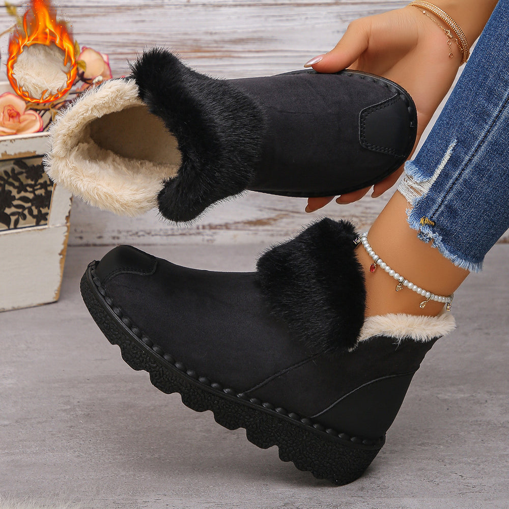 plus sizethick sole fur snow boots for women  winternew arrivalfleece-linedthickenedheattech snow boots for women