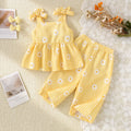 Children's clothing shein cross-border girl suit yellow suspender top + pants two pieces