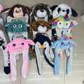 Matching family plush hat - cartoon rabbit with moving ears & airbag pressing - glow-in-the-dark night market trending style