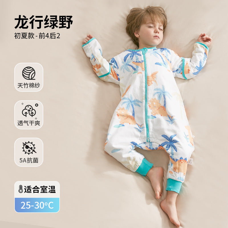 Baby sleeping bag - spring/autumn style, anti-kick quilt, gauze fabric, baby split-leg design, summer lightweight, all-season universal for infants and toddlers