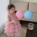 Girls' dress  summer new style chic little girl sequin vest dress pearl collar cake skirt trendy