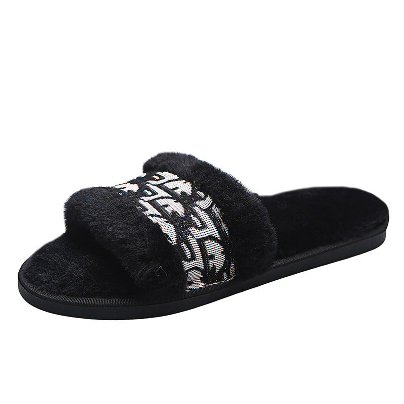 Good autumn and winterexport flip-flops for women outwearnew arrivalk-stylestuffedplus sizeflats slippersfashion fur women's shoes