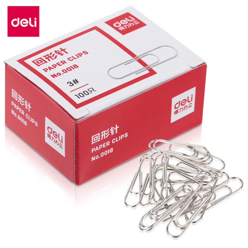 Deli 0018 Paper clip Metal paper clip Curved needle Financial binding supplies U-shaped return type needle Scroll needle