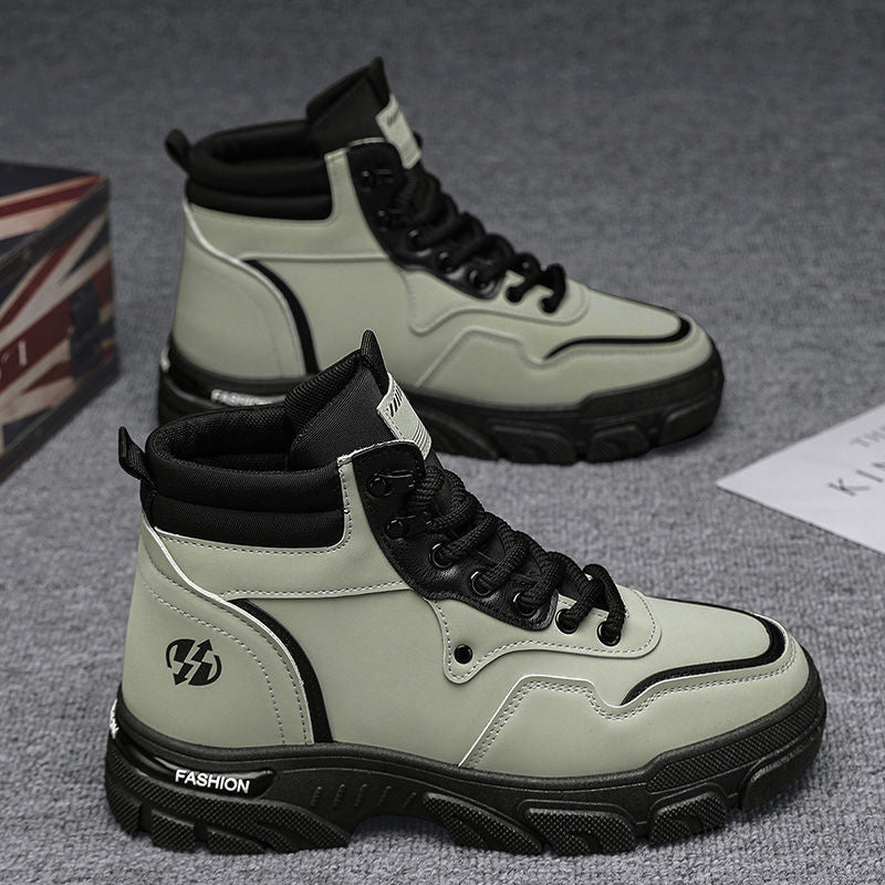 Boots for men 2025 spring new arrival british style retroworkwear rhubarb boots men's high-top outdoor waterproof leather boots