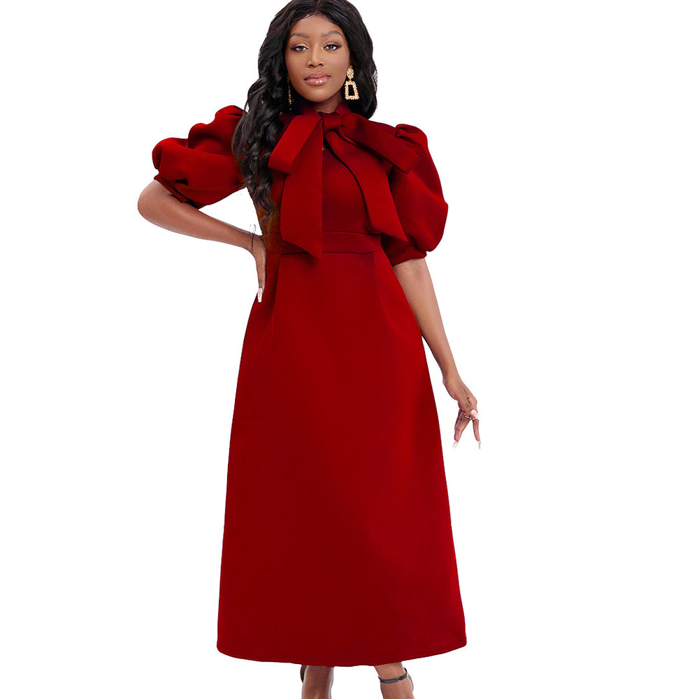 European and american plus size women's clothing  summer new arrivals: summer fashionable elegant bowknot african banquet export dress