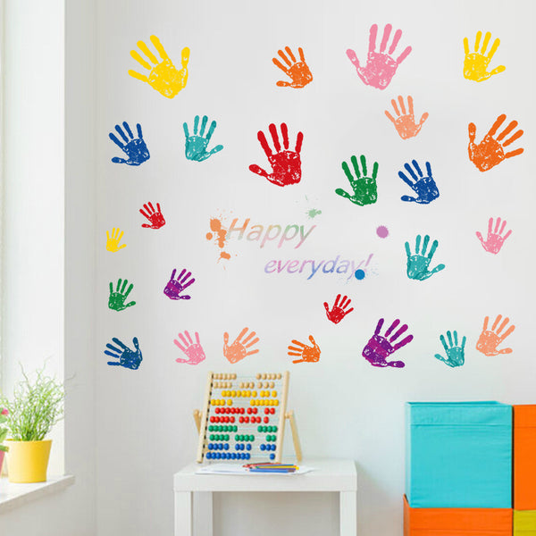 Creative cute colorful handprint wall sticker kindergarten children's room primary school classroom cartoon decorative sticker XL8211