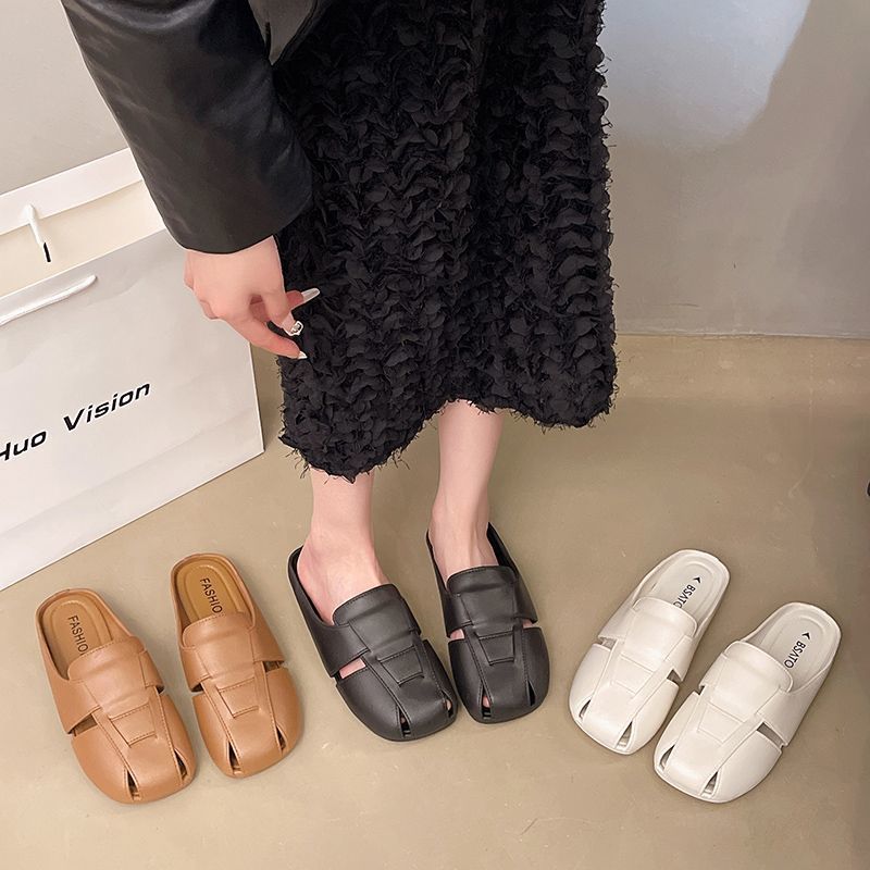 2025new arrivalfashion mule toe slippers women's outwear lazy slippers casual flatseasiest for matchelegantpopular half cover