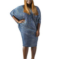 supply hot stamping heavy industry pleated v neck bat sleeve looseclassy sense dress big sale