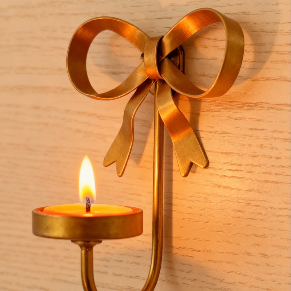 2025 new gold iron candlestick romantic atmosphere wedding valentine's day christmas bow decorative candlestick