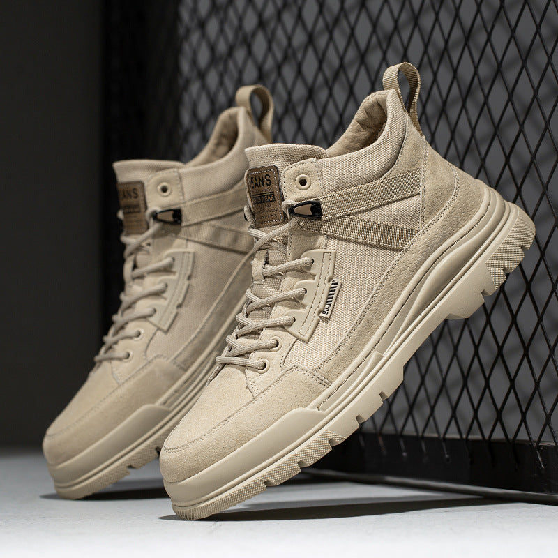 Martin boots men's winter velvet tooling boots 2024 new mid-top men's boots winter Northeast cotton shoes men's one-piece hair