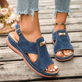Export cross-border plus size women's shoes thick sole women's  new arrival plaid open toe sandals cut outcasual plus size sandals