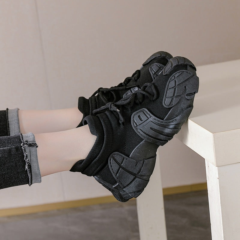 Women's spring versatile "ugly cute" dopamine shoes - octopus coconut sneakers, flyknit casual shoes, chunky platform dad shoes