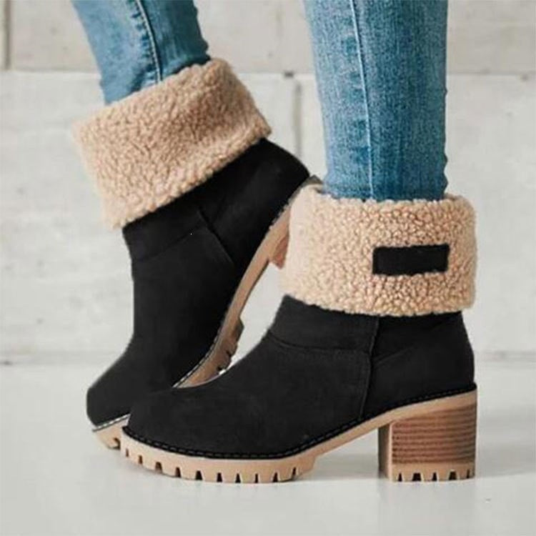Plus sizeexport women's boots   style fall and winterfashionknee sock thick heel snow boots women's cotton boots wholesale