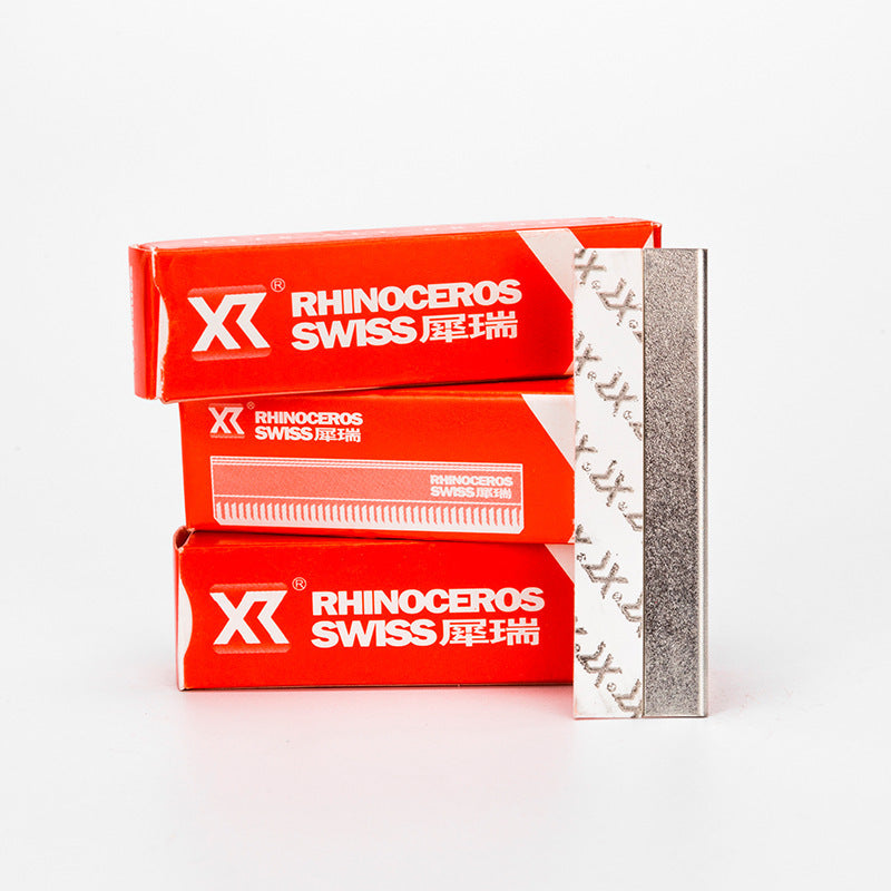 Rhino 10-piece eyebrow razor blades - stainless steel, sharp, for eyebrow shaping, microblading, and tattooing. includes wavy blades for precise shaping