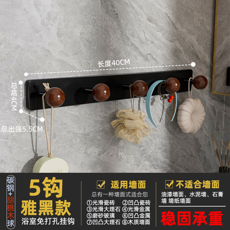 Bathroom patch punch-free round head hook strong load-bearing bathroom bathroom kitchen wall hanging punch-free clothes hanger