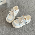 Chunky platform white sneakers - 2026 spring new arrival: cute puppy design, hook-and-loop closure, versatile height-boosting casual sneakers for students