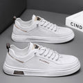 Men's slip-on loafers - spring breathable aviator casual shoes - men's athletic flat shoes - non-slip waterproof white leather shoes