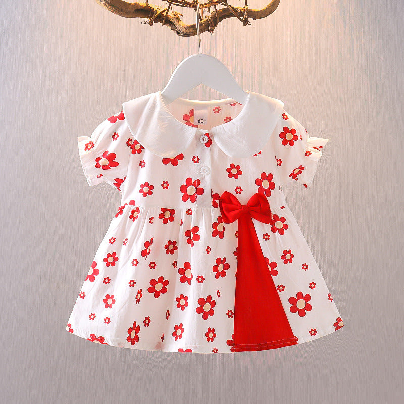 Korean children's summer new arrivals: floral short-sleeve dress - korean style princess sweet floral dress for baby girls