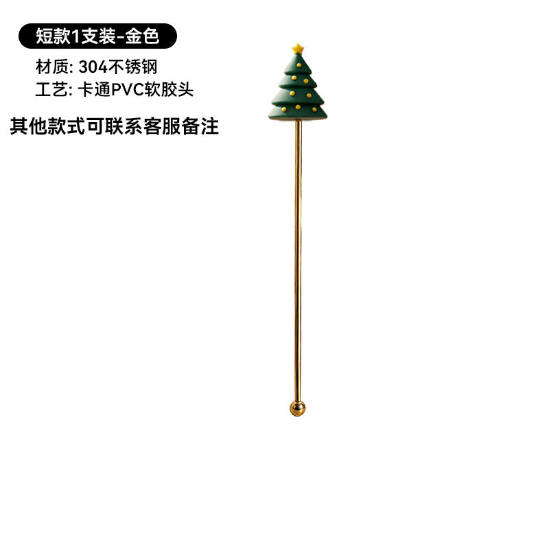 304 stainless steel christmas reindeer & snowman stirring spoon set - coffee, milk tea, dessert spoons - exquisite gift box packaging - wholesale