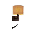 Luxury brass double-layer fabric wall sconce reading spotlight - modern minimalist style for hotel rooms, bedrooms, bedside, and hallways