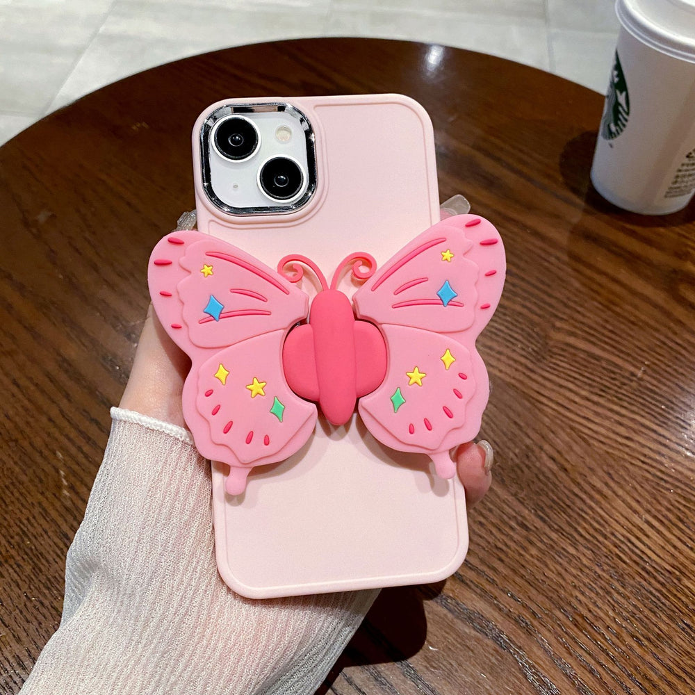 "sky eye" frame compatible with apple 16 pro folding butterfly stand phone case, iphone 11/12 solid color protective cover