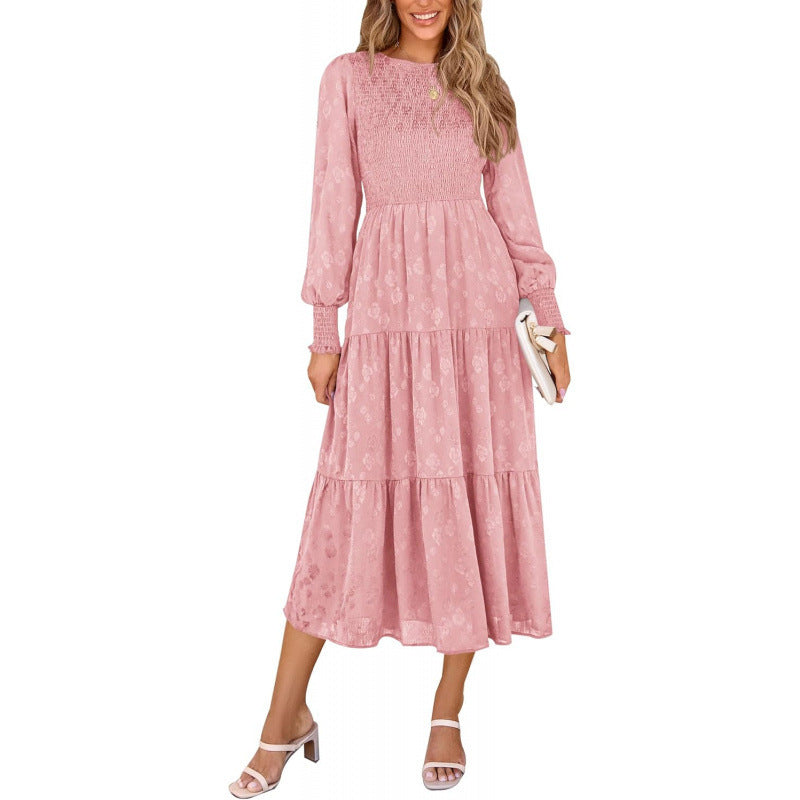 Amazon fashion elegant floral long sleeve dress women's  spring new arrival - graceful and flowy