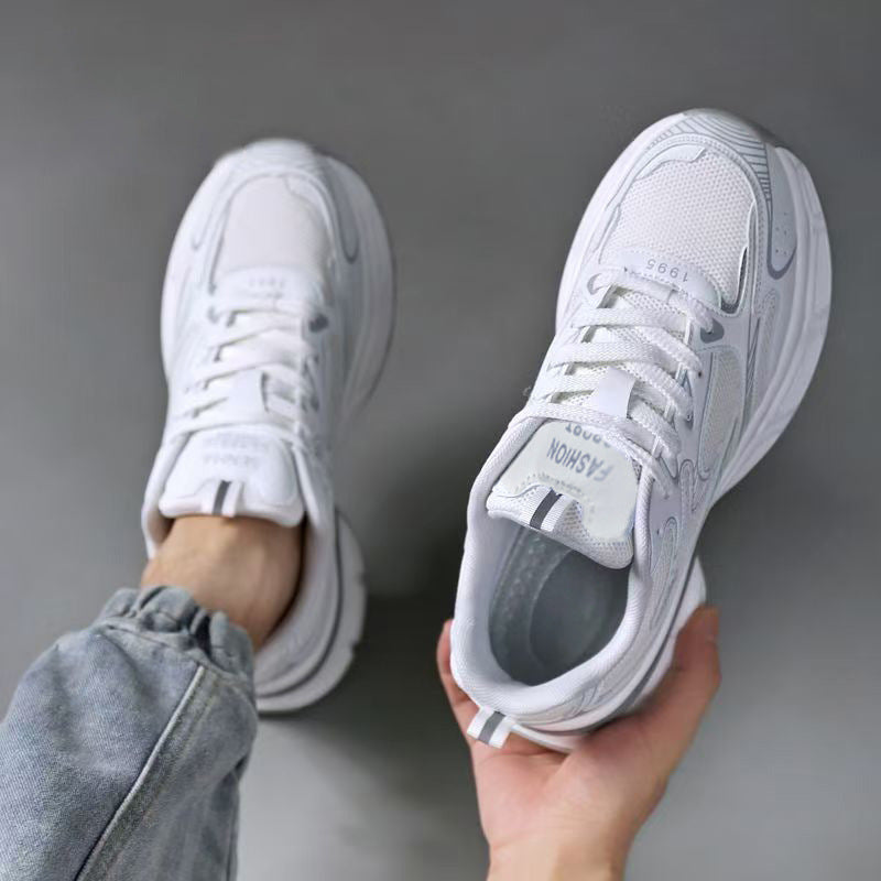 Men's shoes 2026 new summer breathable mesh casual sneakers men's versatile chunky sole trendy shoes height increasing dad shoes