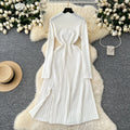 Sweaterdress women's inner wear classy sense waist slimming lookelegant button design pleated knitting bottom skirt long skirt