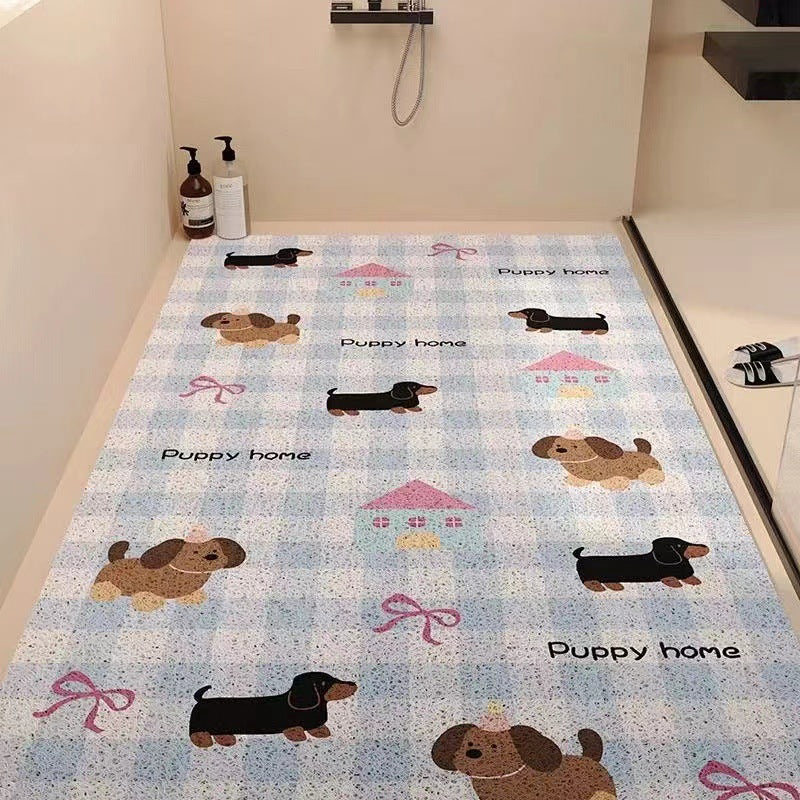 Cartoon cute shower room bathroom mat hollow silk loop non-slip anti-fall floor mat bathroom toilet drainage foot mat