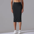 High-waisted, barely-there feel, figure-hugging bodycon skirt. casual, sporty midi skirt with high elasticity and skin-friendly fabric. features a slit and is perfect for yoga or everyday wear