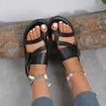 Fashionexportplus size buckle flats sandals women's cross-border retro one-piece buckle beach sandals sandals