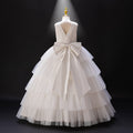 Girls' dresses flower girl wedding dress high-end white cake skirt elegant piano performance little girl runway dress european and american style