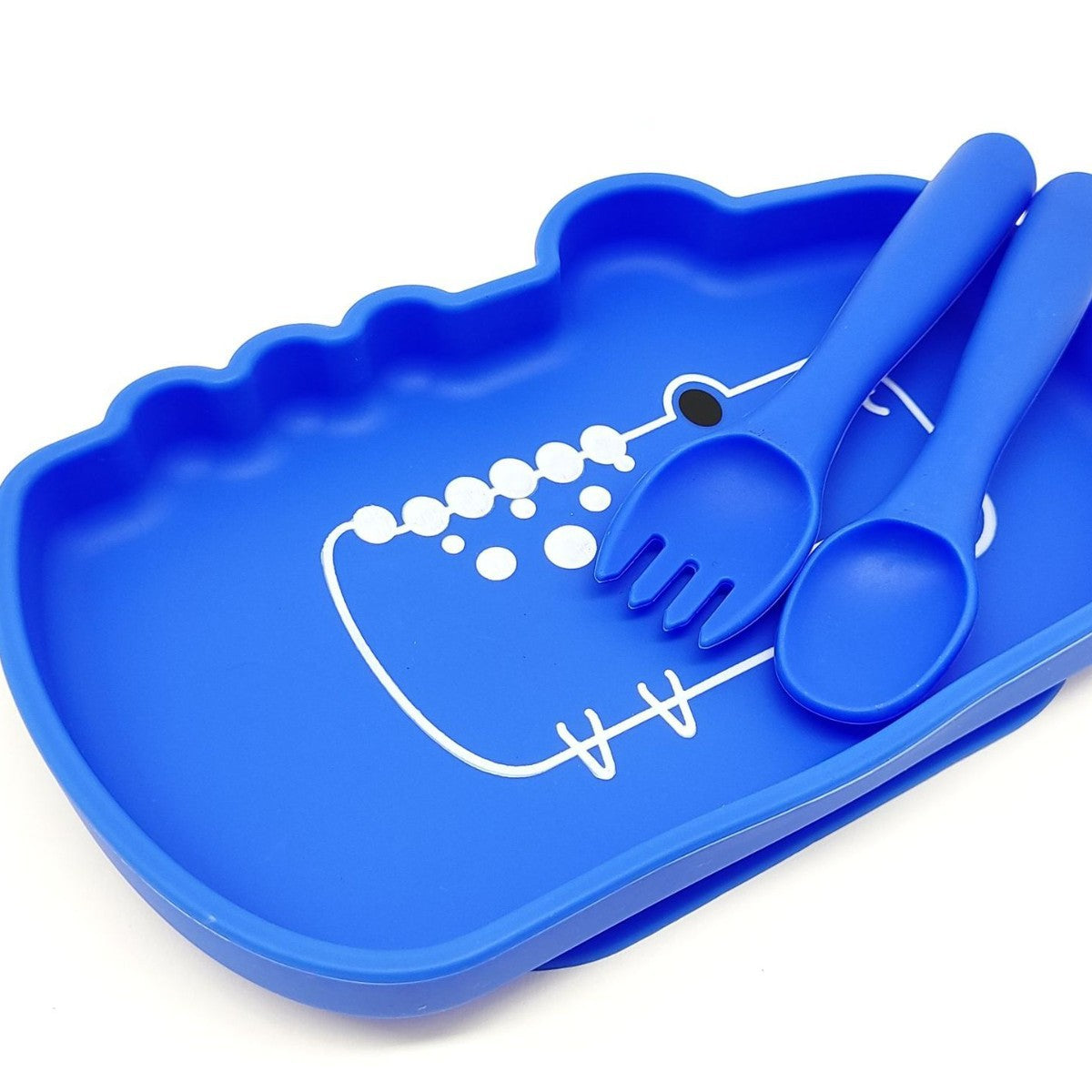 Children's Crocodile Elephant Silicone Plate Set Supplementary Food Grid Infant Learning to Eat Training with Suction Cup