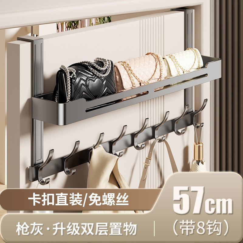 Over-the-door hook rack - no drilling required! perfect for hanging clothes, keys, and hats. a space-saving organizer for your bedroom or entryway