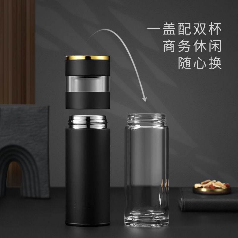 316 stainless steel insulated tumbler gift set wholesale - business gift double tumbler set with tea infuser and custom logo engraving