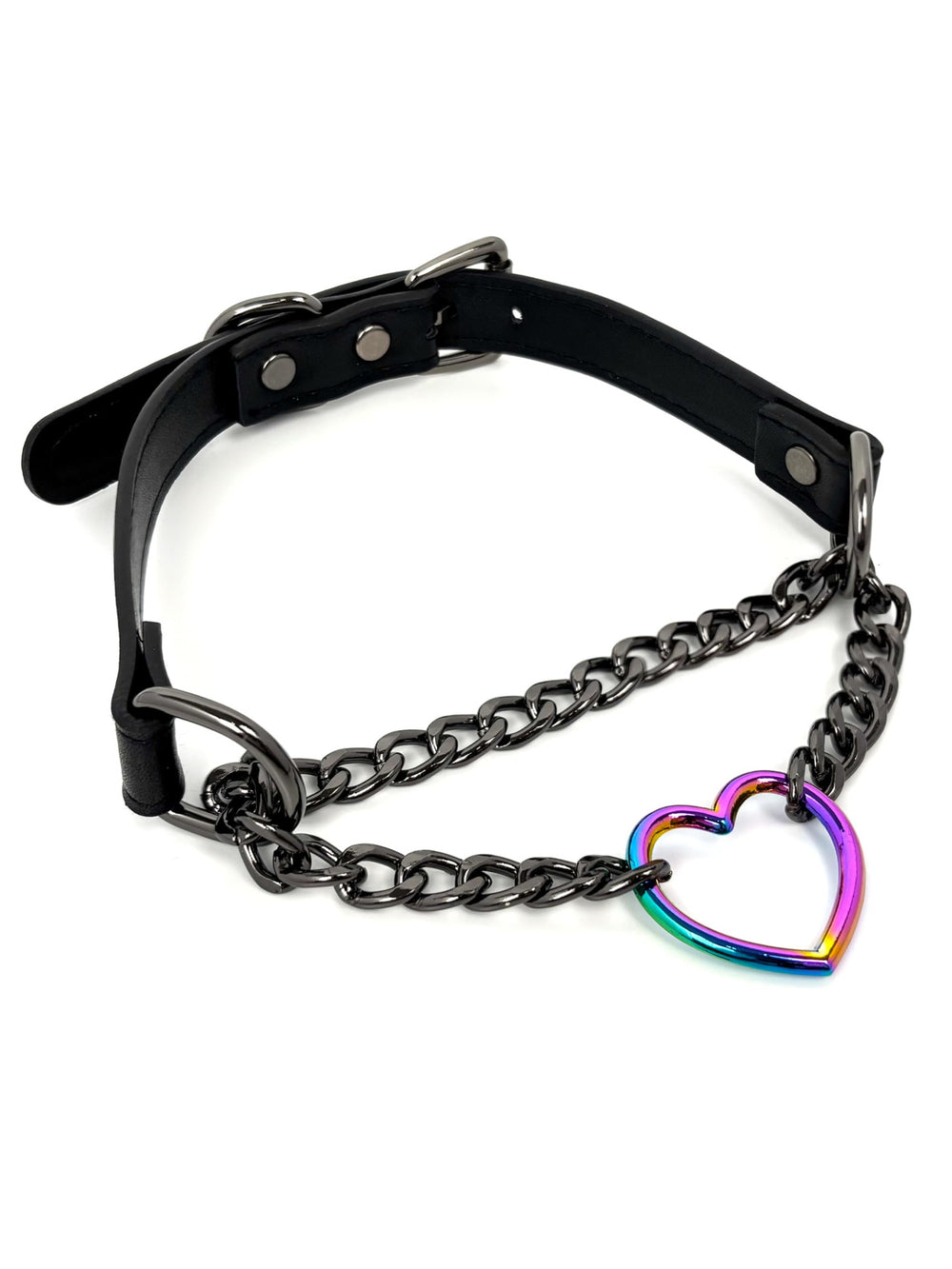 European and american new lariat heart necklace o-ring sliding chain necklace hip hop punk rock stainless steel pendant